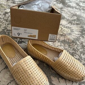 J. Crew factory Woven espadrille slip-ons flats Natural Grid Raffia size 9.5